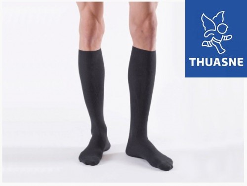 Venoflex Fast Coton Kompressionskniestrümpfe, 20-36 mmHg, Herren, schwarz gerippt, Größe 4, mit geschlossener Spitze - 1x