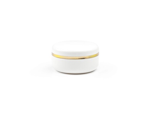 Hochwertige Cremedose inkl. SV mit Abdeckscheibe  - 30ml Weiss-Gold 50x
