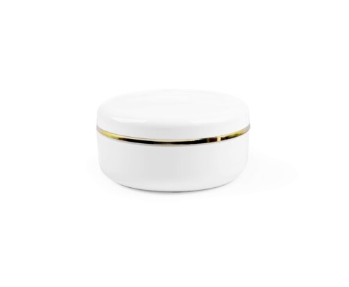 Hochwertige Cremedose inkl. SV mit Abdeckscheibe  - 100ml Weiss-Gold 50x