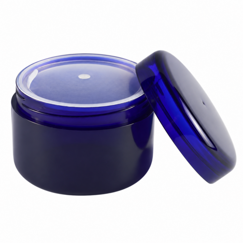Hochwertige Cremedose inkl. SV mit Abdeckscheibe  - 50ml Dunkelblau 50x