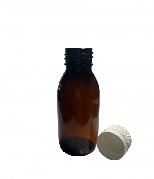 PET Medizinflasche+Verschluss Braun Öffn.28mm 250ml 70x
