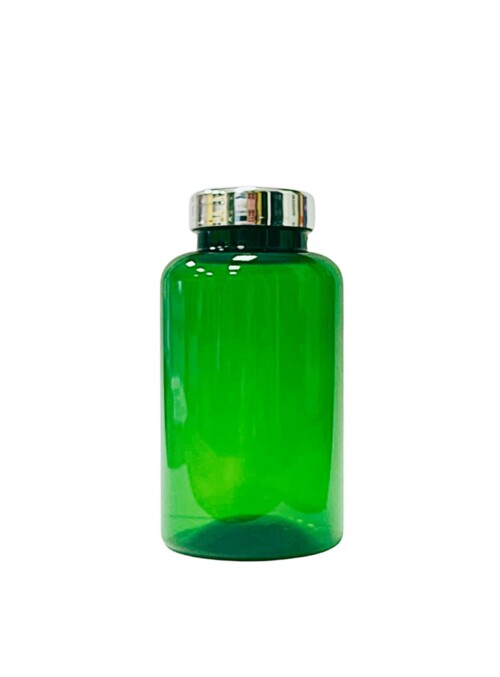 Medikamentenflasche, mit Schraubverschluss silber, mit Verschlussscheibe, grün - 120 ml 38/400 - 320x