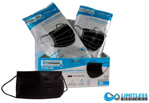 Gesundheitsmundmaske, schwarz 3-lagig - 10 Stk