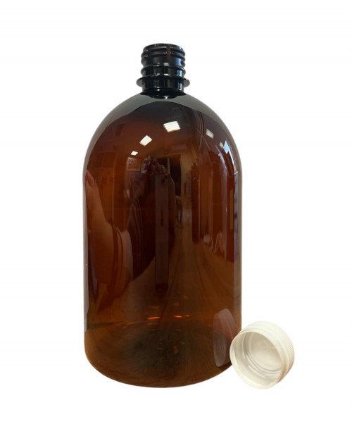 PET Medizinflasche+Verschluss Braun Öffn.28mm 1000ml 16x