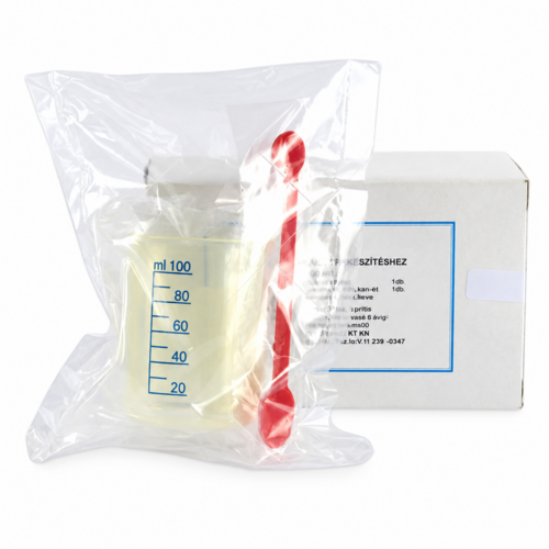Messbecher+Dosierlöffel STERIL 100ml (zur Herstellung von Augentropfen)