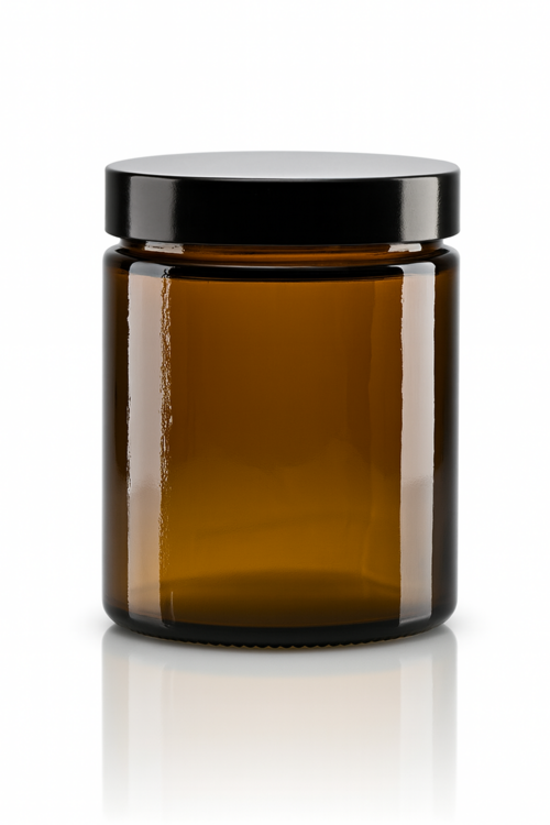 Glasgefäß + schwarzer Deckel 180 ml 28x