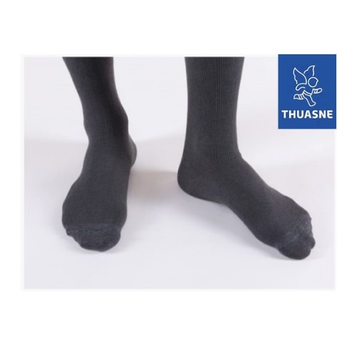 Kompressionskniestrümpfe Venoflex Fast Coton 15-20 mm Hg für Herren, grau gerippt, Größe 4, mit geschlossener Fußspitze - 1x