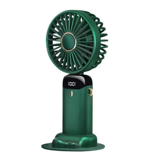 Tragbarer Ventilator, Mini, faltbar, mit Digitalanzeige, grün