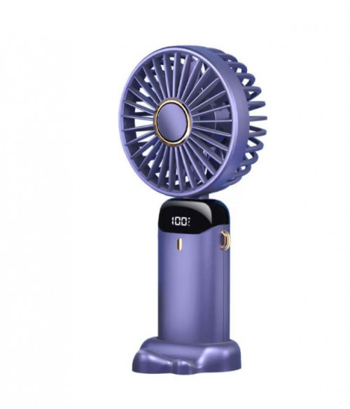 Tragbarer Ventilator, Mini, faltbar, Digitalanzeige, violett