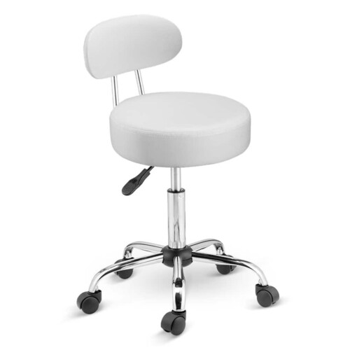 Gabi verstellbarer Laborhocker mit Rückenlehne, weiß – Ø35 cm, 1x