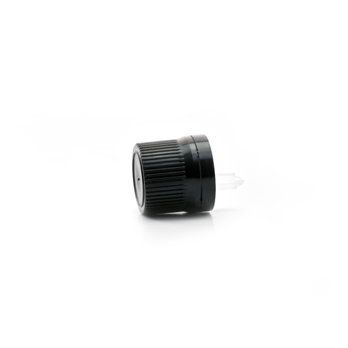 Kunststoffdeckel GZ - A - Ø18mm, schwarz, mit Ø 0.7mm Tropfeneinsatz, 100x