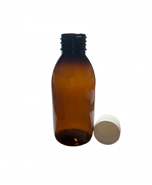 PET Medizinflasche+Verschluss Braun Öffn.28mm 150ml 100x