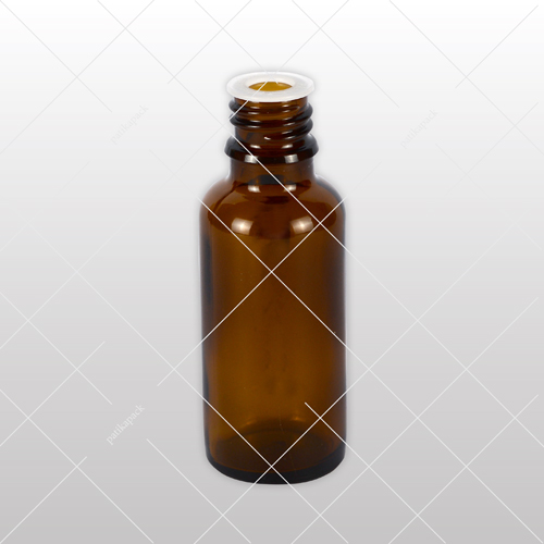 Apothekenflüssigkeitsflasche 30 ml, Ø18 mm, braun, mit Staubkappe - 20x