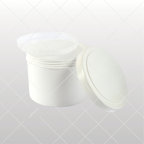 Kunststoffdose mit Schraubdeckel + Verschlussplatte - Weiss 650 ml 10x