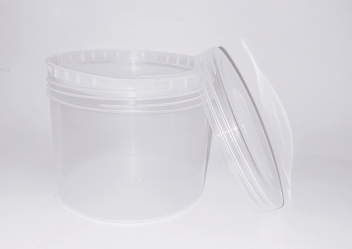 Kunststoff Tiegel mit Schraubverschluss- Glasklar-Silber 650ml 10x