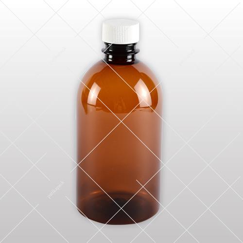PET-Flasche, braun + weißer Verschluss A - 200 ml, Ø28-Mündung, 100x