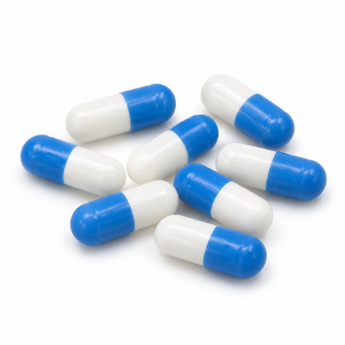 Gelatinekapsel „00“ – Ø 9 x 23,30 mm, blau/weiß – 1000x