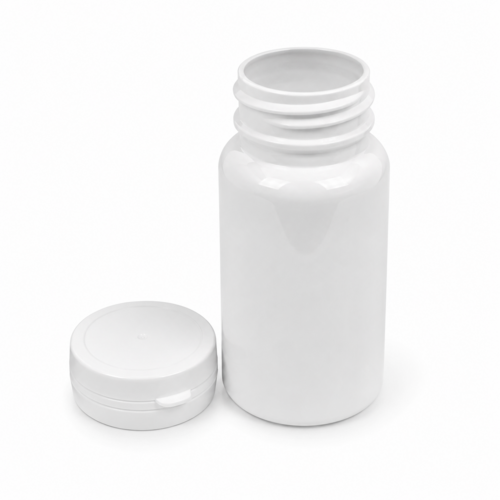 Arzneiflasche 125 ml, mit Garantieverschluss - weiß, glänzend - 49x