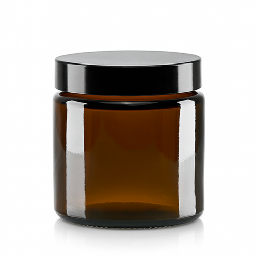 Glasgefäß + schwarzer Deckel 30 ml 90x