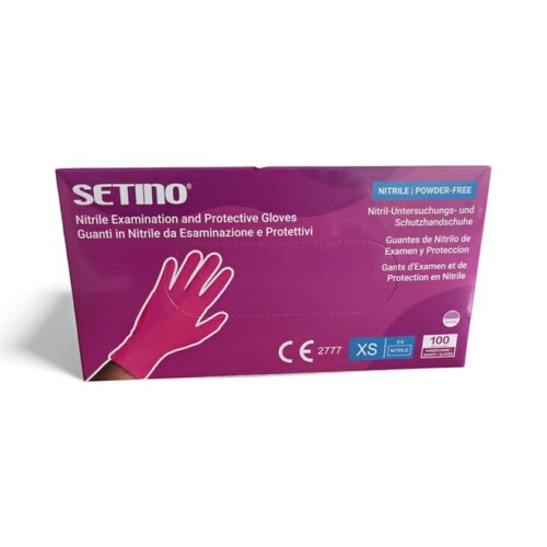 Gummihandschuhe, rosa, Nitril, 3,5 g, puderfrei – Größe XS, 100 Stück