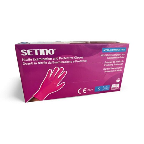 Gummihandschuhe, rosa, Nitril, 3,5 g, puderfrei – Größe S, 100 Stück