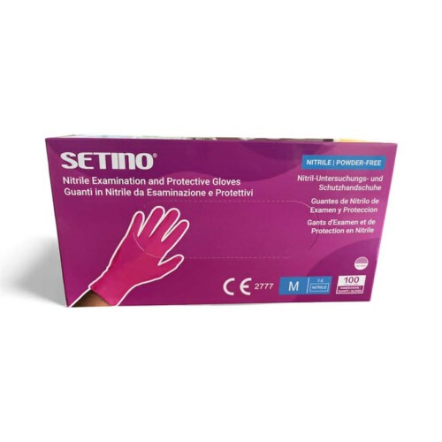 Gummihandschuhe, rosa, Nitril, 3,5 g, puderfrei – Größe M, 100 Stück