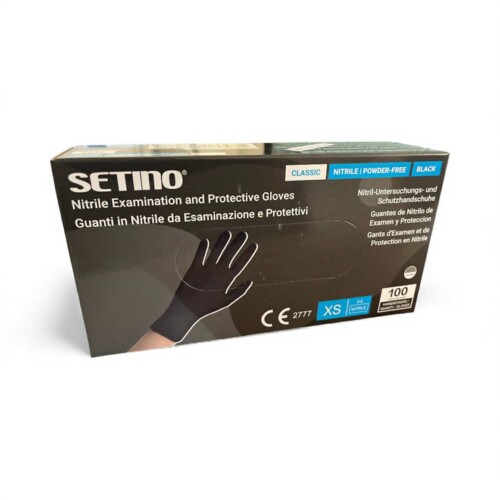 Schwarze Gummihandschuhe aus Nitril, 3,5 g, puderfrei – Größe XS, 100 Stück