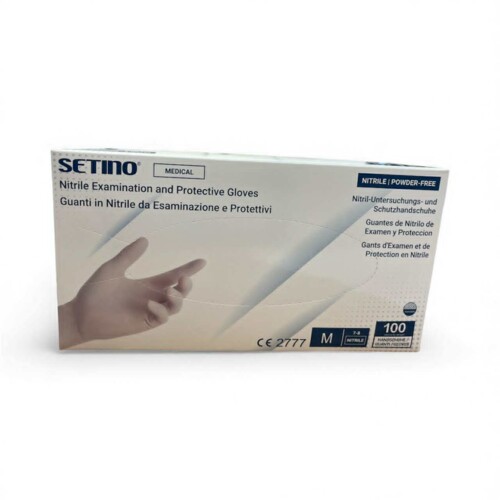 Weiße Gummihandschuhe aus Nitril, 3,5 g, puderfrei – Größe M, 100 Stück