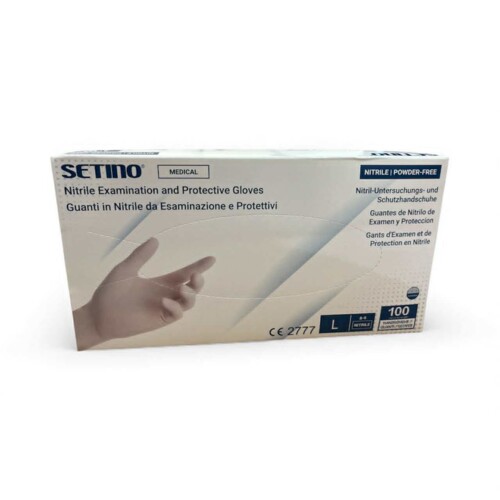 Weiße Gummihandschuhe aus Nitril, 3,5 g, puderfrei – Größe L, 100 Stück