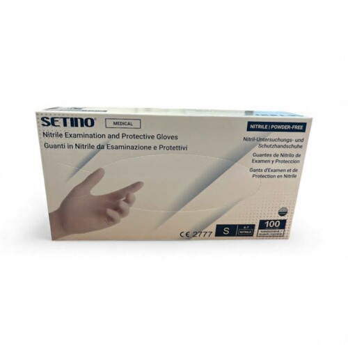 Weiße Gummihandschuhe aus Nitril, 3,5 g, puderfrei – Größe S, 100 Stück