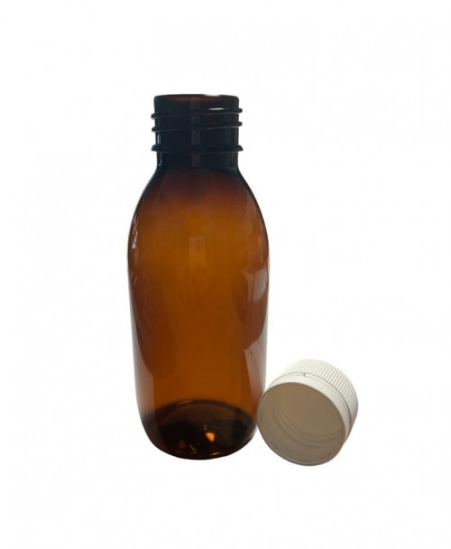 PET Medizinflasche+Verschluss Braun Öffn.28mm 200ml  70x
