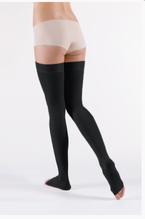 Venoflex Micro Kompressions-Oberschenkelfixierungsstrümpfe, 23-36 mmHg, Unisex, Schwarz, Größe 3, mit offener Spitze - 1x
