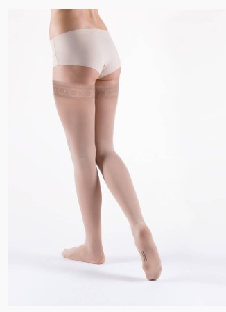 Kompressions-Oberschenkelfixierungsstrümpfe Venoflex Kokoon Absolu 20-36 mmHg, Damen, beige, Größe 3, mit geschlossener Fußspitze - 1x