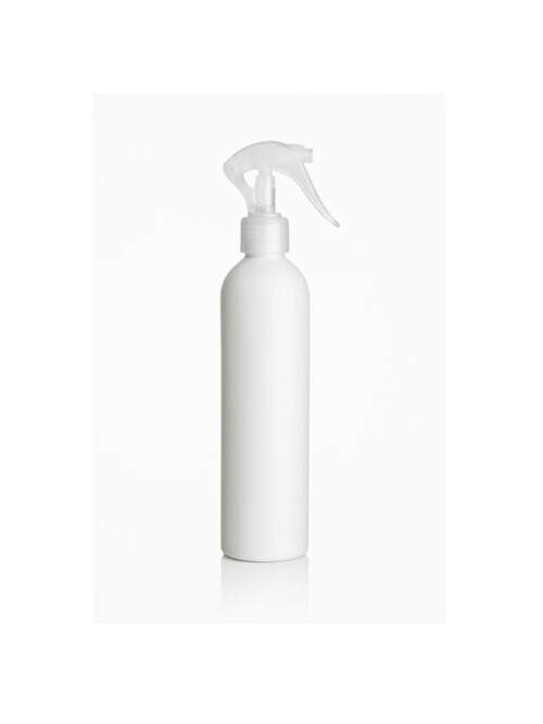 Weiße Kunststoffflasche, 24/410, 200 ml + Mini-Hebelsprüher, transparent – ​​20 Stück