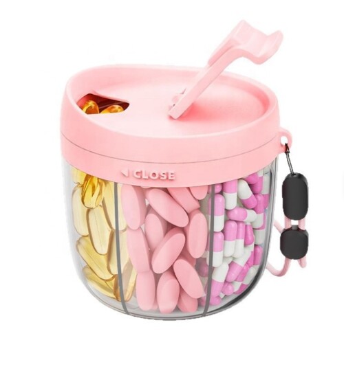Vitamin- und Medikamentenbehälter, rosa - 1x
