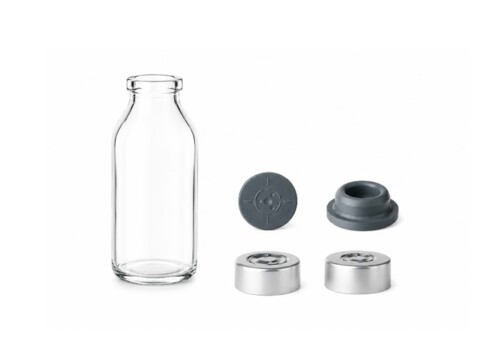 Infusionsflasche, durchsichtig, 100 ml mit Aluminiumverschluss - 104x
