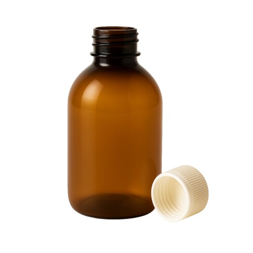 PET Medizinflasche+Verschluss Braun Öffn.28mm 200ml  70x