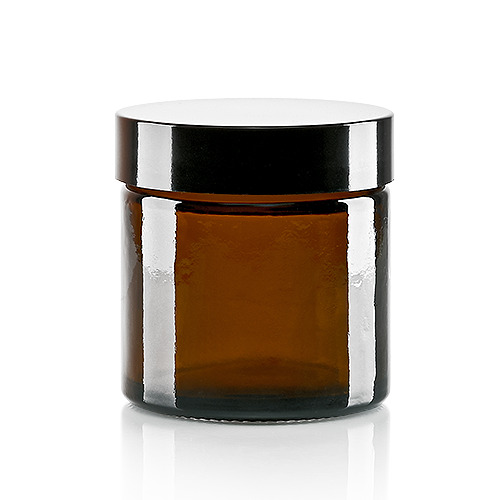 Glasgefäß + schwarzer Deckel 60 ml 56x